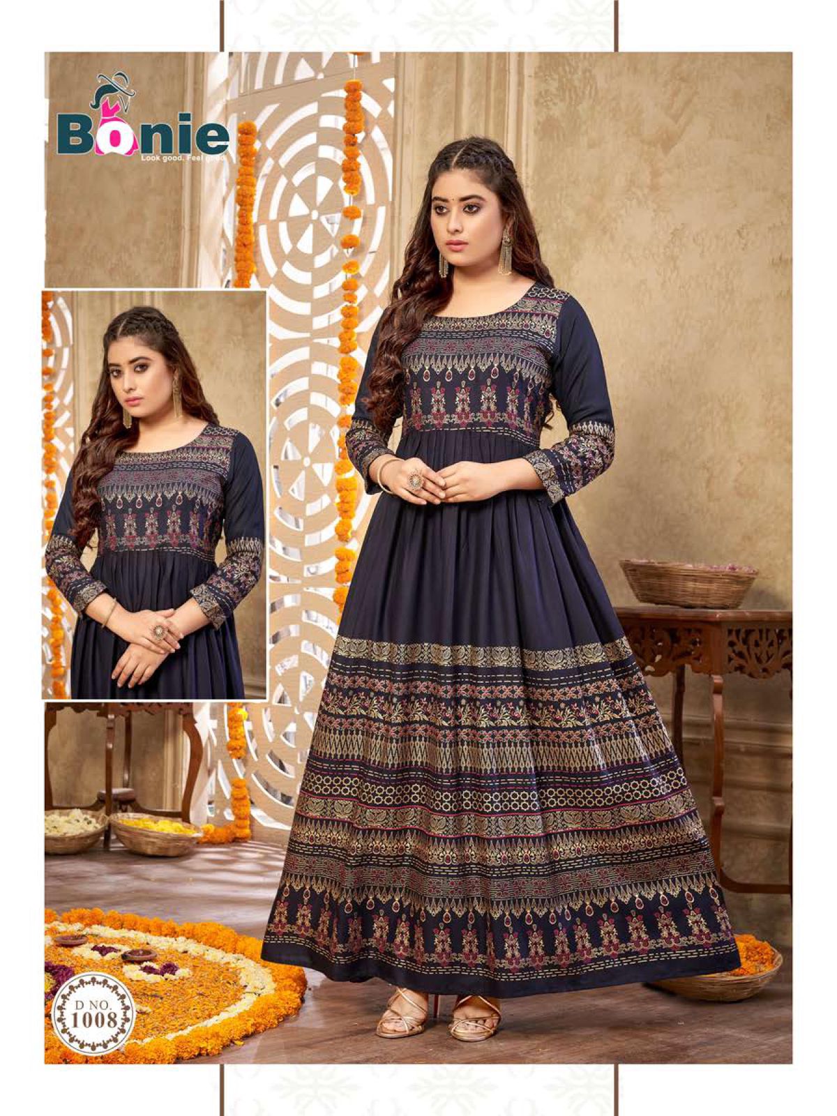 Bonie Senorita Festive Wear Rayon Designer Long Anarkali Kurti Collection